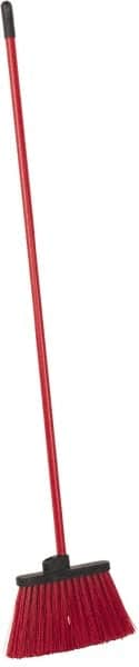 PRO-SOURCE - 12" Wide, Red Polypropylene Bristles, 46-1/2" Vinyl-Coated Metal Handle, Angled Broom - Flagged - A1 Tooling