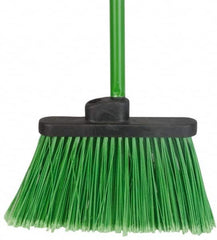 PRO-SOURCE - 12" Wide, Green Polypropylene Bristles, 48" Vinyl-Coated Metal Handle, Angled Broom - Flagged - A1 Tooling