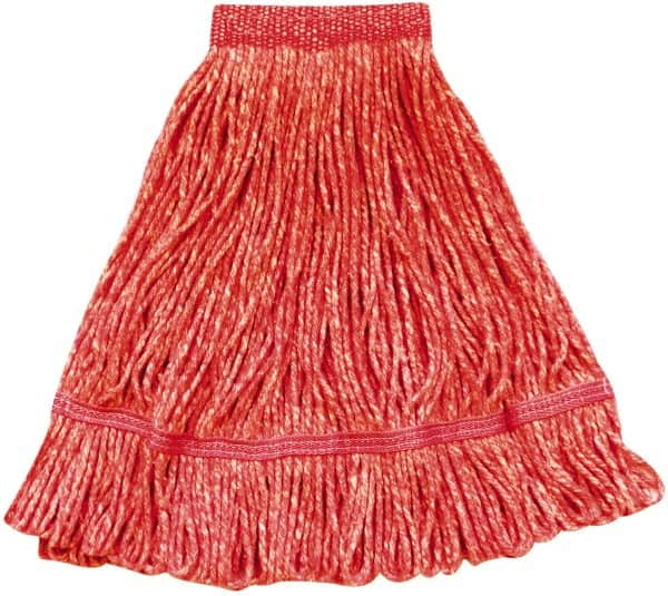 PRO-SOURCE - 13" Red Head Band, Large Blended Fiber Loop End Mop Pad - Quick Change Connection - A1 Tooling