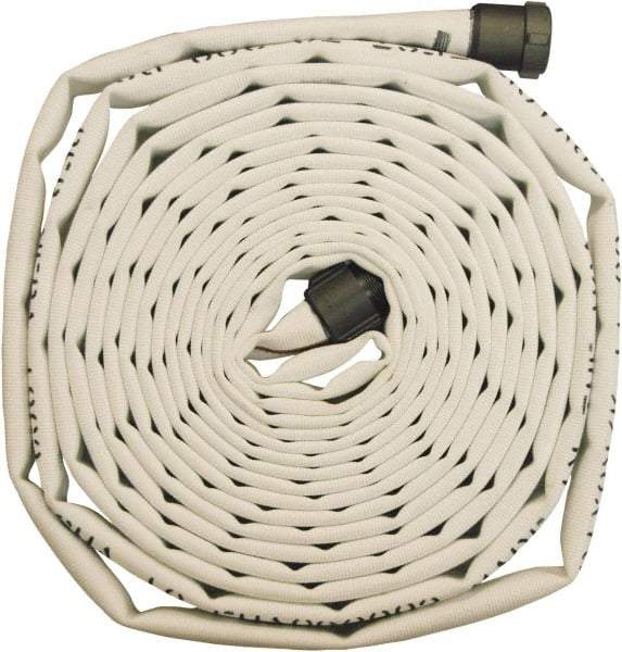 Dixon Valve & Coupling - 1-1/2" ID, 360 Working psi, White Polyester Fire Hose - Male x Female NST (NH) Ends, 25' Long, 1,080 Burst psi - A1 Tooling