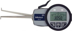 Mitutoyo - 0.0472 Inch Groove Width, 0.2047 Inch Groove Depth, 0.39 to 1.18 Inch, Ball/Ball Inside Electronic Caliper Gage - 0.0005 Inch Resolution, 0.0015 Inch Accuracy, 0.0394 Inch Tip Diameter, 3.3465 Inch Leg Length, Data Output, AA Battery - A1 Tooling