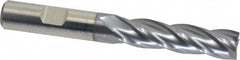 Niagara Cutter - 1/2", 2" LOC, 1/2" Shank Diam, 4" OAL, 4 Flute, Cobalt Square End Mill - Single End, TiCN Finish, Spiral Flute, 30° Helix, Centercutting, Right Hand Cut, Right Hand Flute, Series SPC408 - A1 Tooling