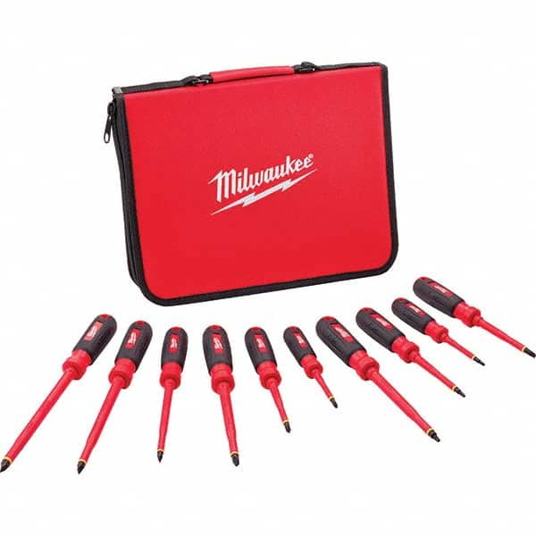 Milwaukee Tool - Screwdriver Sets Screwdriver Types Included: Insulated Slotted; Phillips; Square Number of Pieces: 10 - A1 Tooling