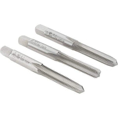 Made in USA - M7x1.00 Metric Coarse, 4 Flute, Bottoming, Plug & Taper, Bright Finish, High Speed Steel Tap Set - Right Hand Cut, 2-23/32" OAL, 1-1/8" Thread Length - A1 Tooling