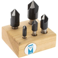 Import - 5 Piece, 1/4 to 3/4" Head Diam, 82° Included Angle, Single End Countersink Set - A1 Tooling