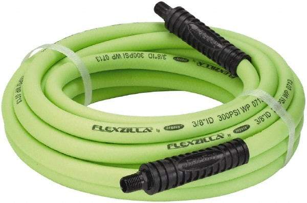 Legacy - 3/8" ID x 0.61" OD 50' Long Multipurpose Air Hose - MNPT x MNPT Ends, 300 Working psi, 140°, 1/4" Fitting, Green - A1 Tooling