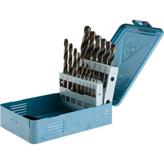 Import - 1/16 to 1/2", 135° Point, Oxide/Gold Finish, High Speed Steel Reduced Shank Drill Bit Set - A1 Tooling