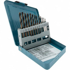 Import - 1/16 to 1/4", 135° Point, Oxide/Gold Finish, High Speed Steel Jobber Length Drill Bit Set - A1 Tooling