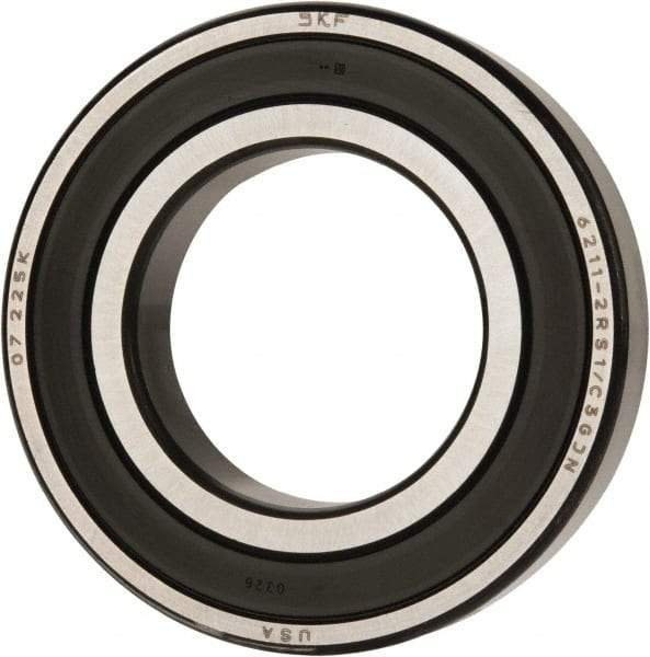 SKF - 55mm Bore Diam, 100mm OD, Double Seal Deep Groove Radial Ball Bearing - 21mm Wide, 1 Row, Round Bore, 29,000 Nm Static Capacity, 46,200 Nm Dynamic Capacity - A1 Tooling