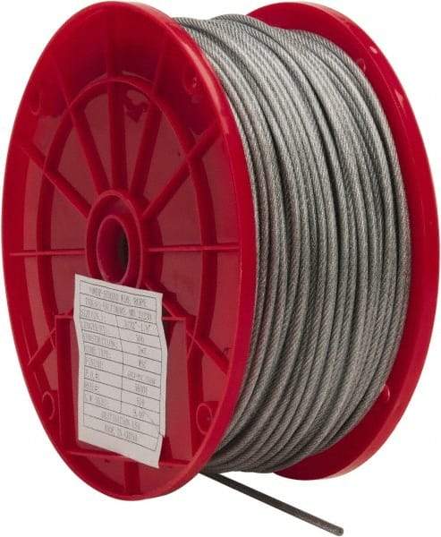 Value Collection - 1/8" x 3/32" Diam, Aircraft Cable - 920 Lb Breaking Strength, 7 x 7 Strand Core, Vinyl Coating - A1 Tooling