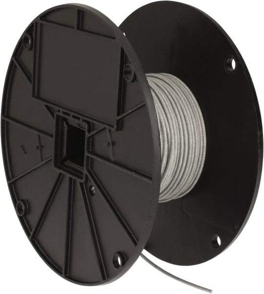 Value Collection - 3/32" x 1/16" Diam, Aircraft Cable - 480 Lb Breaking Strength, 7 x 7 Strand Core, Vinyl Coating - A1 Tooling