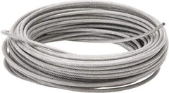 Value Collection - 3/32" x 1/16" Diam, Aircraft Cable - 480 Lb Breaking Strength, 7 x 7 Strand Core, Vinyl Coating - A1 Tooling