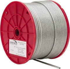 Value Collection - 3/16" x 1/8" Diam, Aircraft Cable - 2,000 Lb Breaking Strength, 7 x 19 Strand Core, Vinyl Coating - A1 Tooling