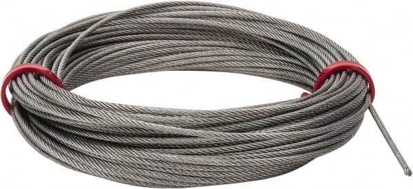 Value Collection - 1/16" Diam, Aircraft Cable - 480 Lb Breaking Strength, 7 x 7 Strand Core - A1 Tooling