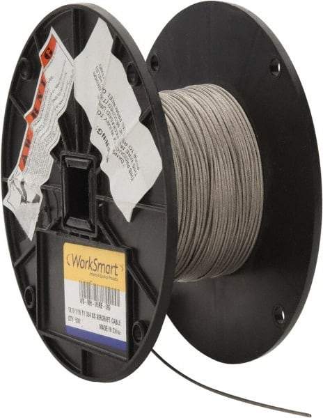 Value Collection - 1/16" Diam, Aircraft Cable - 500 Lb Breaking Strength, 1 x 19 Single Strand - A1 Tooling