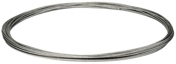 Value Collection - 3/16" Diam, Galvanized Steel Wire Rope - 4,200 Lb Breaking Strength, 7 x 19 Strand Core - A1 Tooling