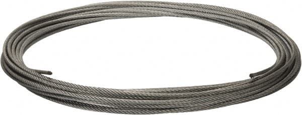 Value Collection - 1/4" Diam, Galvanized Steel Wire Rope - 7,000 Lb Breaking Strength, 7 x 19 Strand Core - A1 Tooling