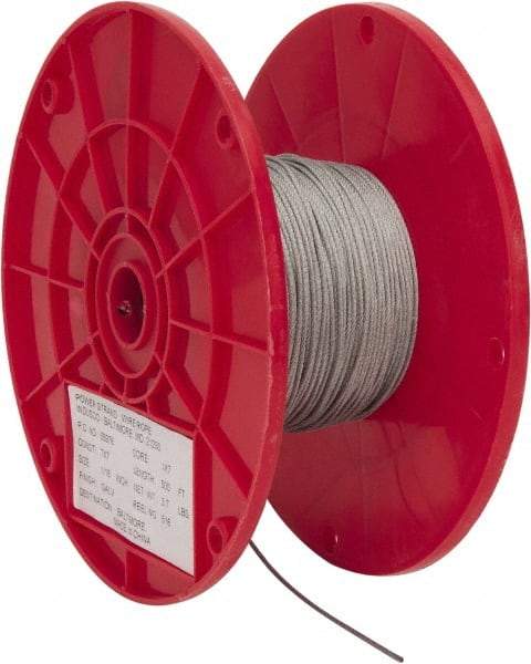 Value Collection - 1/16" Diam, Aircraft Cable - 480 Lb Breaking Strength, 7 x 7 Strand Core - A1 Tooling