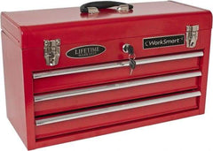 Value Collection - 3 Drawer Portable Tool Chest - 20-1/2" Wide x 8-5/8" Deep x 11-7/8" High, Steel, Red/Brown - A1 Tooling