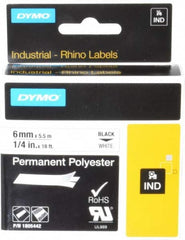 Dymo - 1/4" Wide x 216" Long, White Polyester Label Printer Cartridge - For RHINO 1000, 3000, 4200, 5000, 5200,6000, 6500 - A1 Tooling