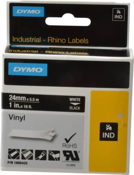 Dymo - 1" Wide x 216" Long, Black Vinyl Label Printer Cartridge - For RHINO 6000, 6500 - A1 Tooling