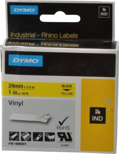 Dymo - 1" Wide x 216" Long, Yellow Vinyl Label Printer Cartridge - For RHINO 6000, 6500 - A1 Tooling