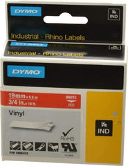 Dymo - 3/4" Wide x 216" Long, Red Vinyl Label Printer Cartridge - For RHINO 4200, 5200, 6000, 6500 - A1 Tooling