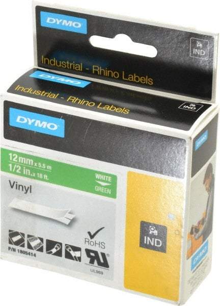 Dymo - 5" Wide x 216" Long, Green Vinyl Label Printer Cartridge - For RHINO 1000, 3000, 4200, 5000, 5200,6000, 6500 - A1 Tooling