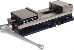 TE-CO - 8" Jaw Width, 11" Jaw Opening Capacity, Horizontal Stationary Machine Vise - Manual Operation, 12,000 Lb Capacity, 1 Station, 24-1/2" Long x 5.51" High x 2-1/4" Deep, 2-1/4" Jaw Height - A1 Tooling