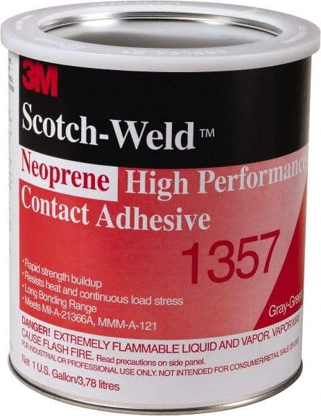 3M - 1 Gal Can Light Yellow Contact Adhesive - Series 1357, 30 min Working Time, Bonds to Polystyrene Foam Panels, Rubber, Vinyl Floor, Wall Lining & Flooring - A1 Tooling