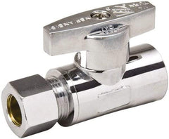 Value Collection - Sweat 1/2 Inlet, 125 Max psi, Chrome Finish, Brass Water Supply Stop Valve - 3/8 Compression Outlet, Straight, Chrome Handle, For Use with Any Water Supply Shut Off Application - A1 Tooling