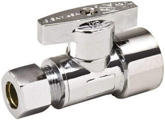 Value Collection - FIP 1/2 Inlet, 125 Max psi, Chrome Finish, Brass Water Supply Stop Valve - 3/8 Compression Outlet, Straight, Chrome Handle, For Use with Any Water Supply Shut Off Application - A1 Tooling