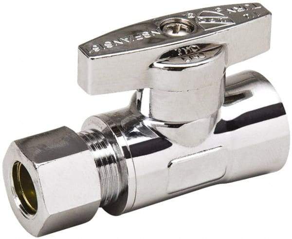 Value Collection - FIP 3/8 Inlet, 125 Max psi, Chrome Finish, Brass Water Supply Stop Valve - 3/8 Compression Outlet, Straight, Chrome Handle, For Use with Any Water Supply Shut Off Application - A1 Tooling