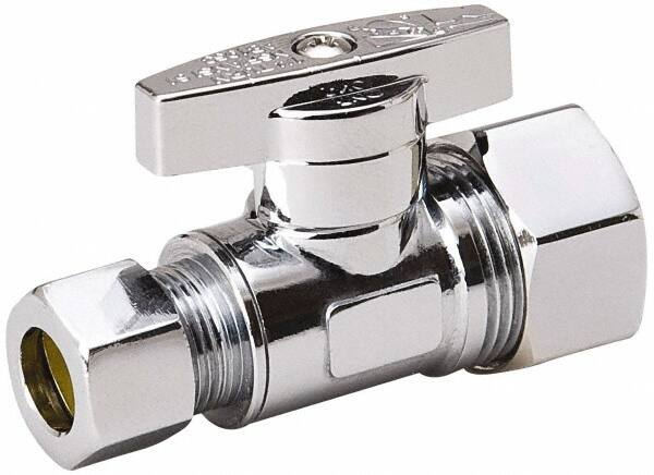 Value Collection - Compression 5/8 Inlet, 125 Max psi, Chrome Finish, Brass Water Supply Stop Valve - 3/8 Compression Outlet, Straight, Chrome Handle, For Use with Any Water Supply Shut Off Application - A1 Tooling