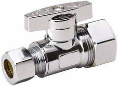 Value Collection - Compression 5/8 Inlet, 125 Max psi, Chrome Finish, Brass Water Supply Stop Valve - 3/8 Compression Outlet, Straight, Chrome Handle, For Use with Any Water Supply Shut Off Application - A1 Tooling