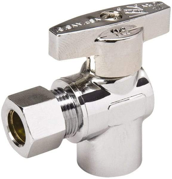 Value Collection - Sweat 1/2 Inlet, 125 Max psi, Chrome Finish, Brass Water Supply Stop Valve - 3/8 Compression Outlet, Angle, Chrome Handle, For Use with Any Water Supply Shut Off Application - A1 Tooling