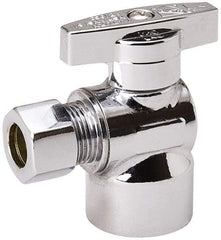 Value Collection - FIP 1/2 Inlet, 125 Max psi, Chrome Finish, Brass Water Supply Stop Valve - 3/8 Compression Outlet, Angle, Chrome Handle, For Use with Any Water Supply Shut Off Application - A1 Tooling