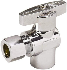 Value Collection - FIP 3/8 Inlet, 125 Max psi, Chrome Finish, Brass Water Supply Stop Valve - 3/8 Compression Outlet, Angle, Chrome Handle, For Use with Any Water Supply Shut Off Application - A1 Tooling