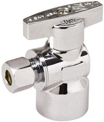 Value Collection - FIP 1/2 Inlet, 125 Max psi, Chrome Finish, Brass Water Supply Stop Valve - 1/4 Compression Outlet, Angle, Chrome Handle, For Use with Any Water Supply Shut Off Application - A1 Tooling