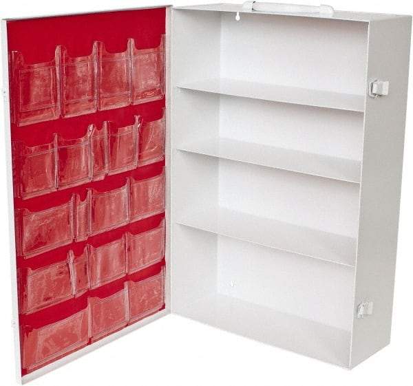 Medique - 15-1/8 Inch Wide x 5-1/8 Inch Deep x 21-1/8 Inch High, Fixed Industrial Empty First Aid Cabinet - Metal, Horizontal, 4 Shelves, White - A1 Tooling