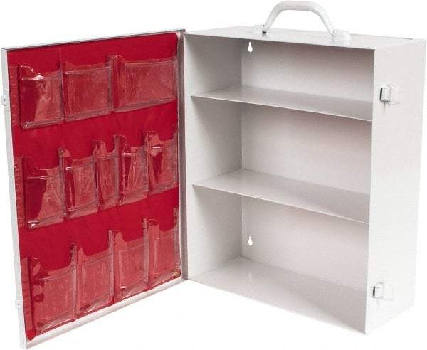 Medique - 15-3/4 Inch Wide x 5-3/8 Inch Deep x 16-3/4 Inch High, Fixed Industrial Empty First Aid Cabinet - Metal, Horizontal, 3 Shelves, White - A1 Tooling