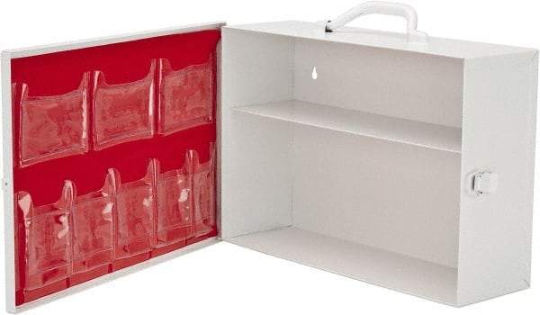 Medique - 15-1/4 Inch Wide x 4-3/4 Inch Deep x 10-1/4 Inch High, Fixed Industrial Empty First Aid Cabinet - Metal, Horizontal, 2 Shelves, White - A1 Tooling