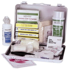 Medique - 24 Piece, 10 Person, Multipurpose/Auto/Travel First Aid Kit - 9-1/2" Wide x 2-3/4" Deep x 6-3/4" High, Metal Case - A1 Tooling