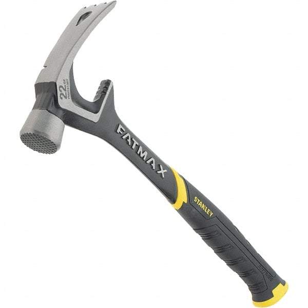 Stanley - 22 oz Head, Straight Rip Claw Hammer - 15.98" OAL, Steel Head, 1.34" Face Diam, Milled Face, Steel Handle with Grip - A1 Tooling