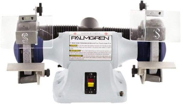 Palmgren - 6" Wheel Diam x 3/4" Wheel Width, 1/3 hp Grinder - 1/2" Arbor Hole Diam, 1 Phase, 3,450 Max RPM, 115/230 Volts - A1 Tooling