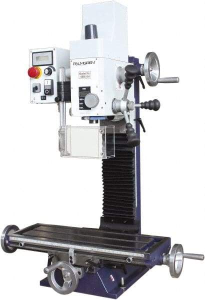 Palmgren - 7" Table Width x 19-11/16" Table Length, Electronic Variable Speed Control, 1 Phase Knee Milling Machine - 2MT Spindle Taper, 1-1/4 hp - A1 Tooling