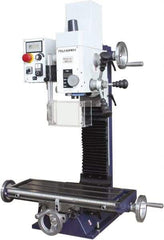 Palmgren - 7" Table Width x 19-11/16" Table Length, Electronic Variable Speed Control, 1 Phase Knee Milling Machine - 2MT Spindle Taper, 1-1/4 hp - A1 Tooling