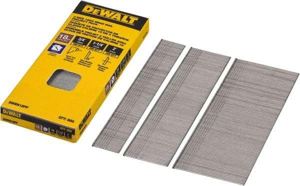 DeWALT - 18 Gauge 2" Long Brad Nails for Power Nailers - Steel, Bright Finish, Smooth Shank, Angled Stick Collation, Round Head, Chisel Point - A1 Tooling