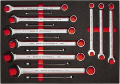 Proto - 15 Piece, 5/16" to 1-1/4", 12 Point Spline Combination Wrench Set - Inch Measurement Standard, Satin Finish, Comes in Roll Pouch - A1 Tooling