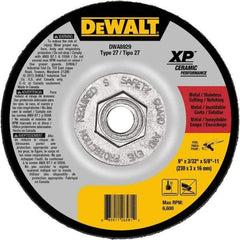 DeWALT - 24 Grit, 9" Wheel Diam, Type 27 Depressed Center Wheel - Coarse/Medium Grade, Ceramic, N Hardness, 6,600 Max RPM - A1 Tooling